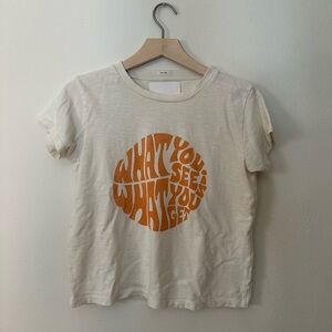MOTHER Cream Tee with Orange Graphic